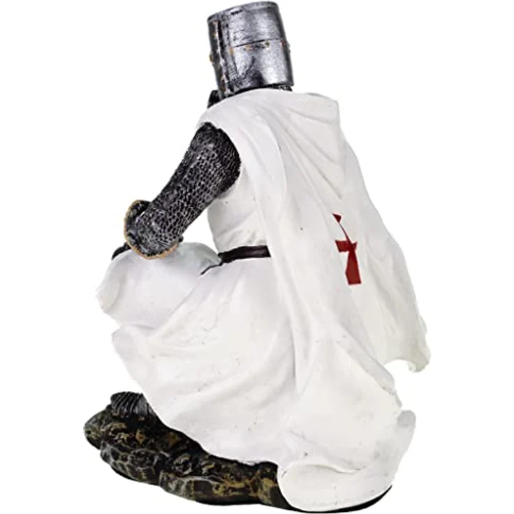 Tempelritter knieend 17 cm Figur Templer Ritter Templerkreuz Deko Skulptur – Bild 5