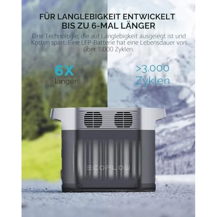 EF ECOFLOW DELTA 2 tragbare Powerstation mit 220W Solar Panel, 1.024Wh Kapazität und Schnellladung als Solargenerator – Bild 6