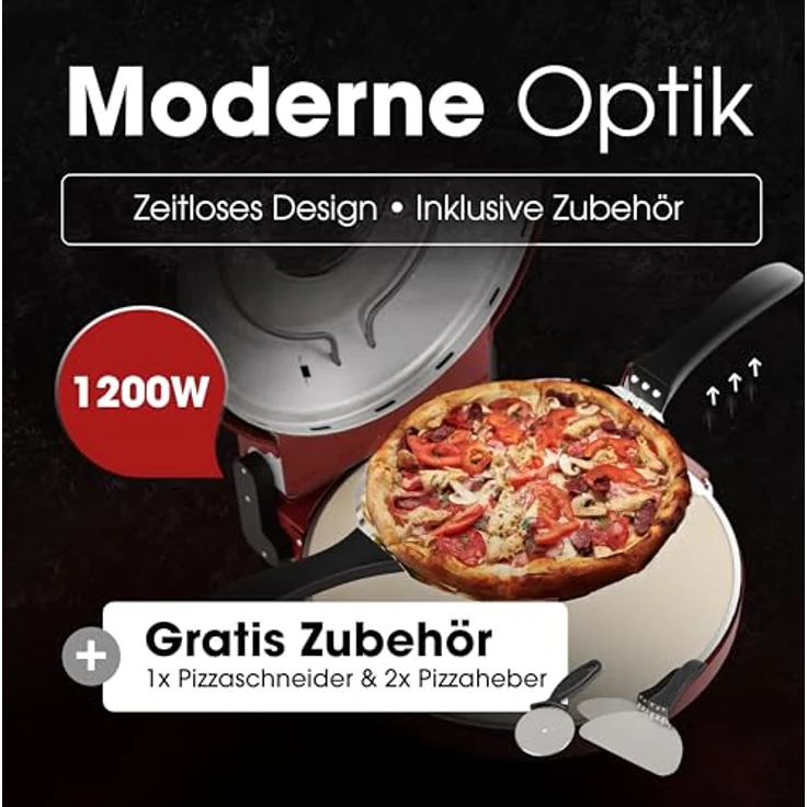 CLATRONIC Pizzaofen PM 3787, Pizzaofen 350°C für Steinofen Pizza, mit echtem Pizzastein – Bild 4