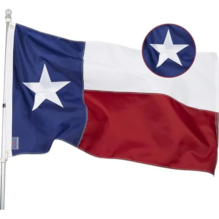 State of Texas 3 x 5 Fuß Flagge Bestickt genäht schwere 210D Oxford Nylon Flagge Vivid Color und UV farbbeständige Tüllen Messing und 4 Stitch Hemming American Flagge alle Wetter draußen Innen