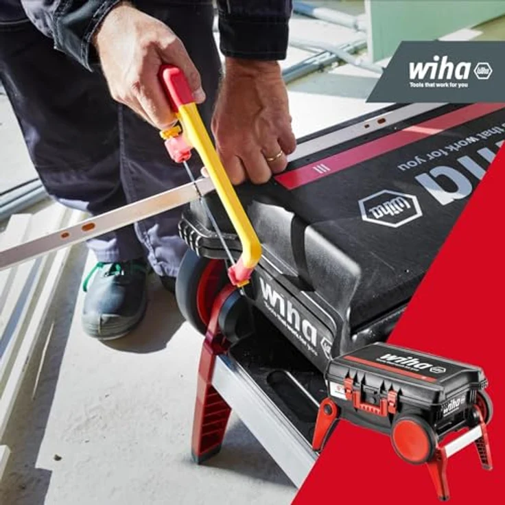 Wiha Werkzeugkoffer Profi XXL 4 electric (45734) - 82 tlg., Elektriker Werkzeugkoffer mit Trolley-Funktion, stabiler Tritt, Farbe: blau – Bild 5