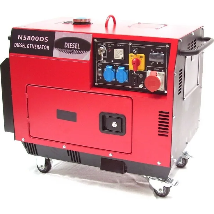 Apex Diesel Stromerzeuger 5800 Generator 06263 schallisoliert 400V leise schallgedämm, 8,5 PS Dieselmotor, Elektrostart, 230 V / 400 V, 16 Liter Tank, 96 dB (A) - blau