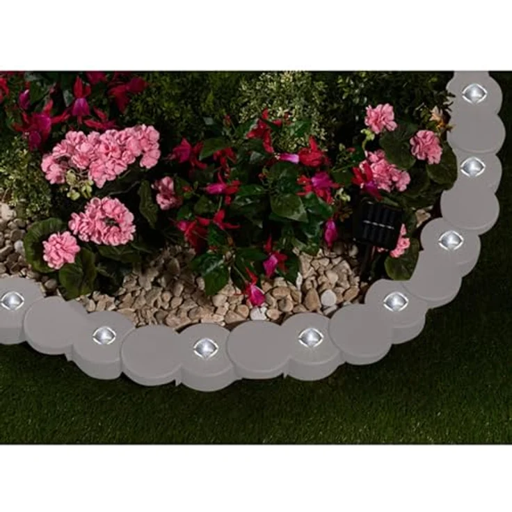 HTI-Living Beetumrandung Nessa 952 cm grau, Set mit 60 Modulen und 5 Solar-Lichterketten – Bild 2