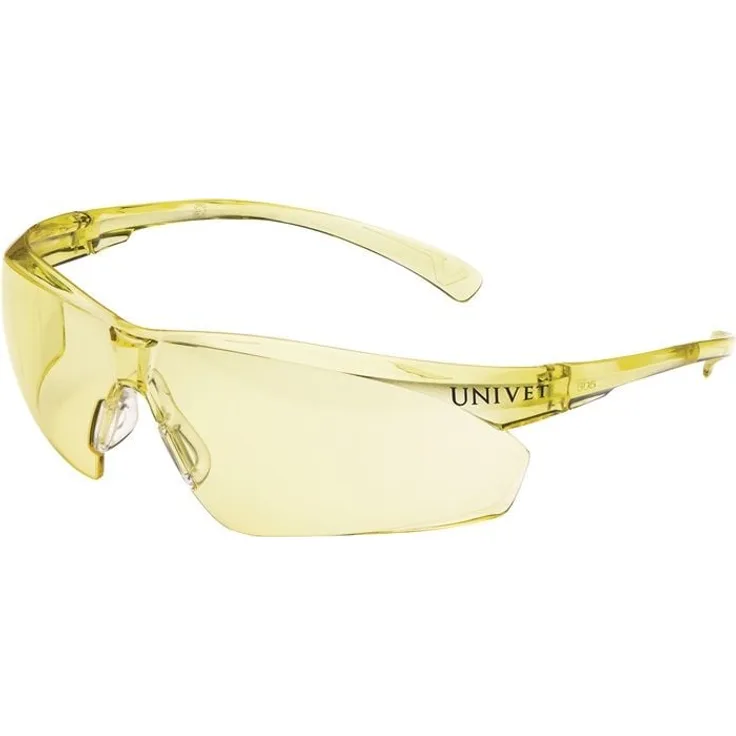 UNIVET Schutzbrille 505U EN 166, EN 170, elastische Struktur, gelbe Bügel und Scheibe, Anti-Kratz und Anti-Beschlag, leicht (24 g)
