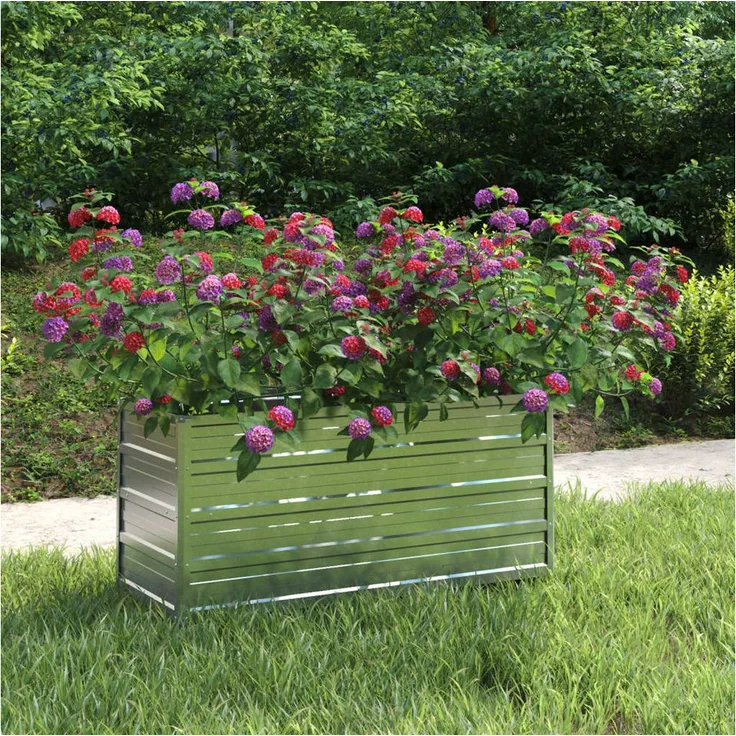 furnicato Hochbeet Garten-100x40x45 cm Verzinkter Stahl Silber, Wetterbeständiges Pflanzgefäß für Garten, Balkon und Terrasse