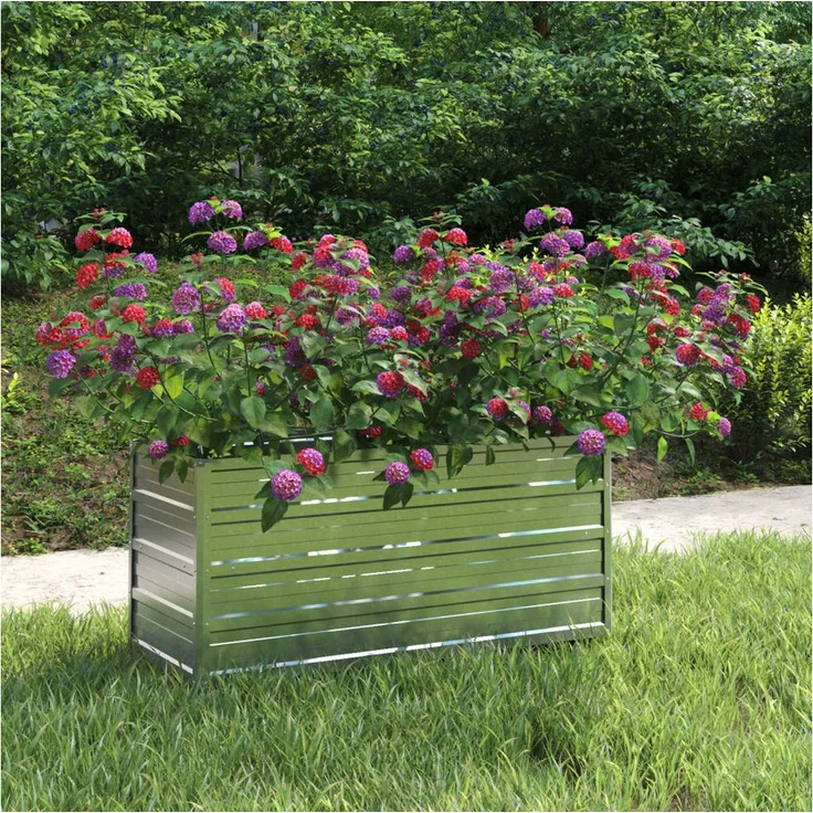 furnicato Hochbeet Garten-100x40x45 cm Verzinkter Stahl Silber, Wetterbeständiges Pflanzgefäß für Garten, Balkon und Terrasse