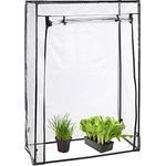 Relaxdays Tomatengewächshaus, PVC-Folie, HBT 150 x 100 x 50 cm, begehbar, Foliengewächshaus mit Tür, transparent/schwarz