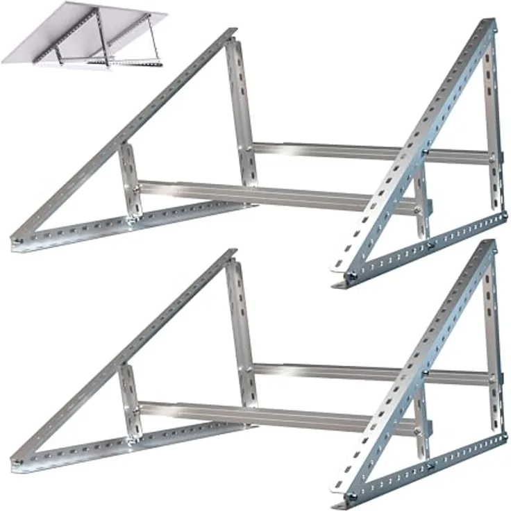 SAVOLAR 2 Paar Solarmodul Halterung Balkonkraftwerk bis 117cm (46 Zoll) Winkel Einstellbar 0-90°, Robuste Neigungshalterungen, Aluminiumlegierung, silber