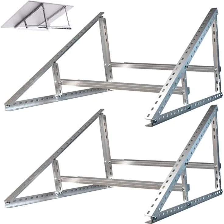 SAVOLAR 2 Paar Solarmodul Halterung Balkonkraftwerk bis 117cm (46 Zoll) Winkel Einstellbar 0-90°, Robuste Neigungshalterungen, Aluminiumlegierung, silber – Bild 1