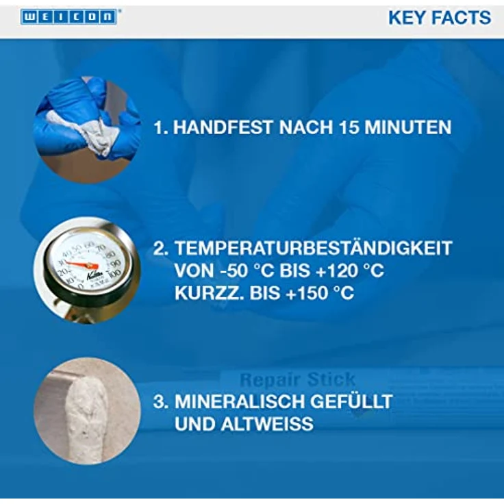WEICON Repair Stick Multi, 115 g Allround-Kleber für elastische Reparaturen auf Metall, Holz, Kunststoff und mehr – Bild 4
