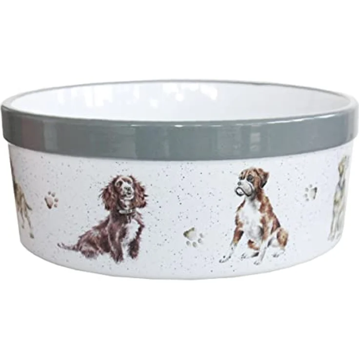Wrendale Designs Steingut Hundenapf ca. 20,5cm D 1800ml Royal Worcester Schüssel mit Rasse-Hunde Portraits von der britischen Künstlerin Hannah Dale fürs Füttern & als Geschenk – Bild 1