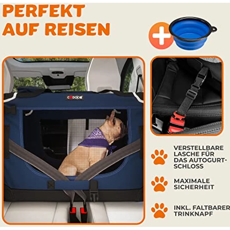 Cadoca Hundetransportbox faltbar Größe XL Blau – Bild 3