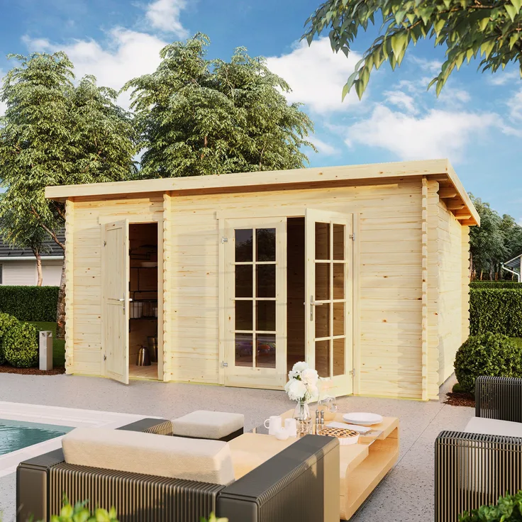 LASITA MAJA Gartenhaus Belmont 2, BxT: 465x319 cm, flexibles Gartenhaus mit 2 Räumen, naturbelassen