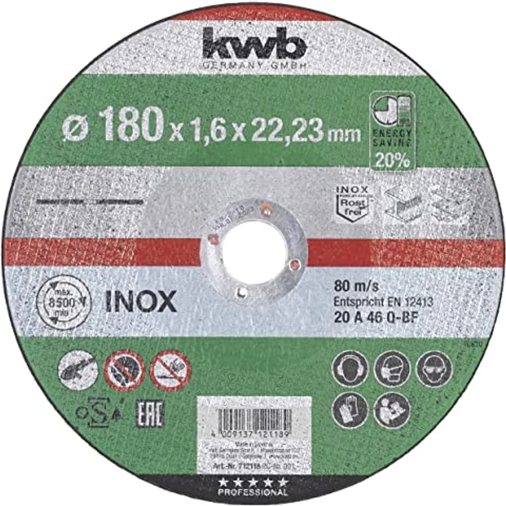 KWB Germany Akku Top Dünnschnitt-Trennscheibe, 180x1,6 mm 712118