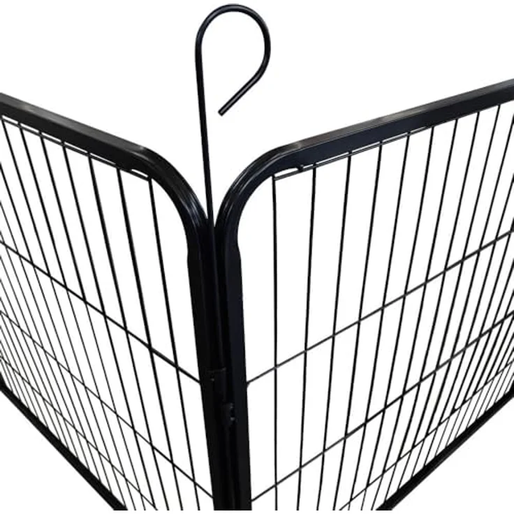 HOME DELUXE Welpenauslauf BARKI 80 x 60 cm, 12-teilig, Schwarz, feuerverzinkter Stahl, inkl. Türverriegelung, abgerundete Ecken, wasserabweisend – Bild 5