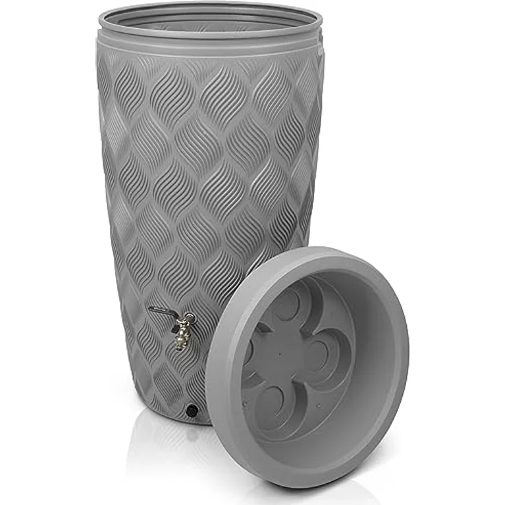 YourCasa Regentonne 240 Liter [Seabreeze], Frostsicher mit Wasserhahn, für Garten (Grau) – Bild 1
