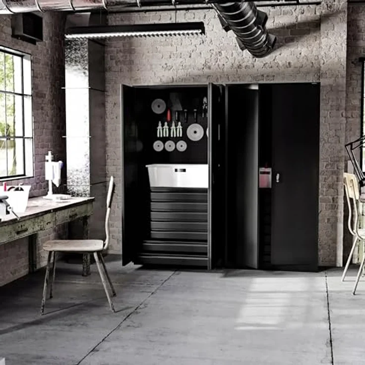 Jan Nowak Werkzeugschrank Darek, Metall mit 7 ausziehbaren Schubladen, Schwarz, H x B x T: 185 x 92 x 50 cm – Bild 5