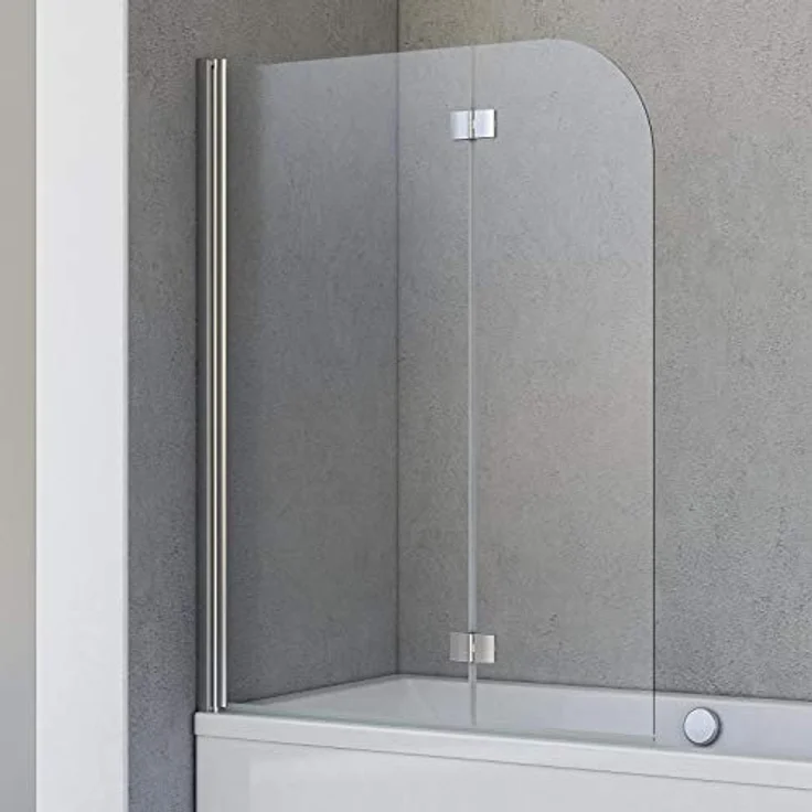 Schulte Badewannenfaltwand Breathe, 2-teilig, 113 x 142 cm, 5 mm Sicherheitsglas klar hell, Chromoptik, einfache Montage – Bild 1