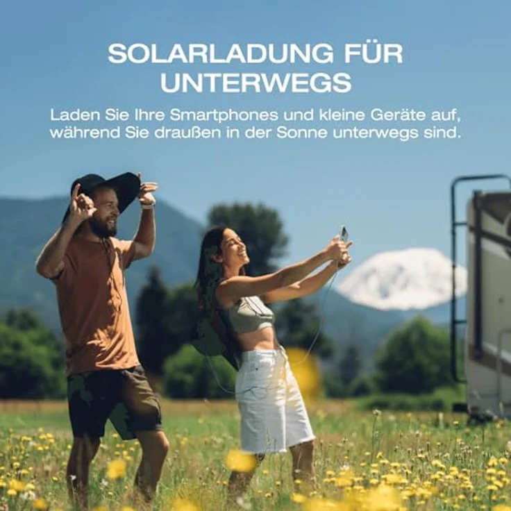 EF EcoFlow Solar Hut 360° - Wasserdichter, ultraleichter faltbarer Solarhut mit zwei USB-A und USB-C Anschlüssen für mobiles Laden von Geräten beim Wandern, Angeln, Camping, am Strand (Größe M-L) – Bild 2