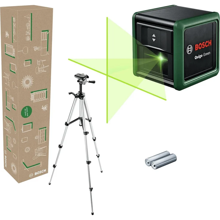 BOSCH Punkt- und Linienlaser Quigo Green Set im eCommerce-Karton - Selbstnivellierzeit 6s - Preisvergleich – Bild 1