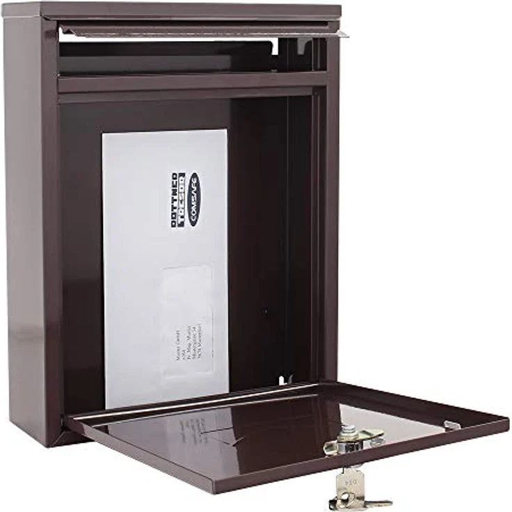 Rottner Briefkasten Como in Braun Stahl-Briefkasten Mailbox, Postkasten, Zaunbriefkasten, 2 Einwurfschlitze, Namensschild – Bild 4