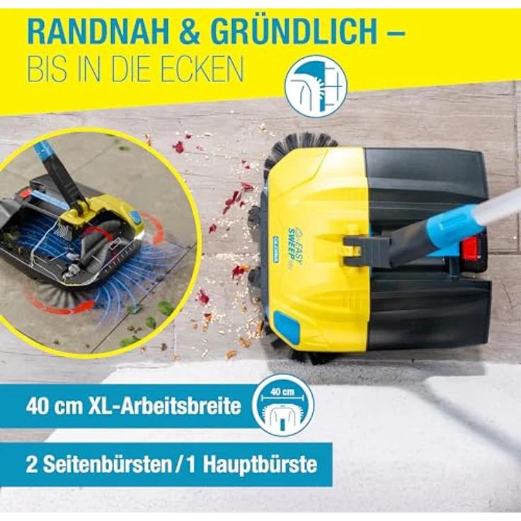 Gloria Haus und Garten EasySweep 18V Akku Kehrmaschine, 40 cm Arbeitsbreite, vielseitig für Innen- und Außenbereiche – Bild 4