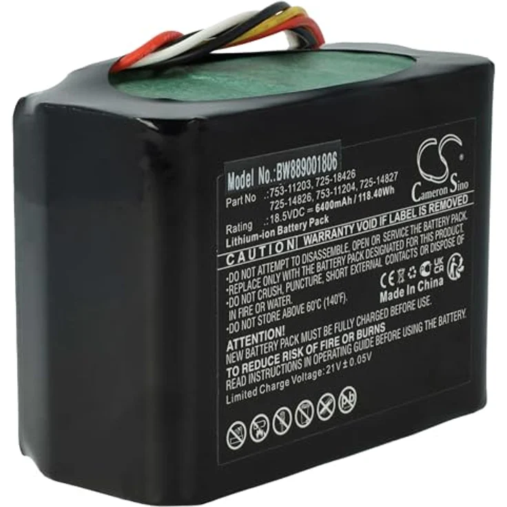 Vhbw Akku Ersatz für Robomow 725-18426, 753-11203, 753-11204, 725-14826, 725-14827, 6400mAh, 18,5V, Li-Ion, 5 Zellen – Bild 3