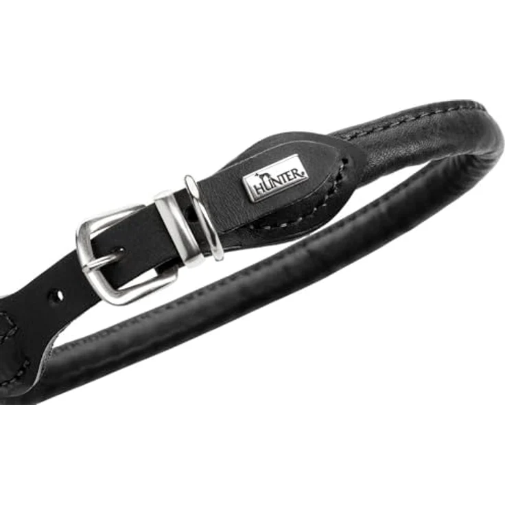 Hunter Halsband Round & Soft Canadian Up, Halsband aus chromfreiem Rindsleder mit Nylonkern, schwarz, M/L – Bild 3