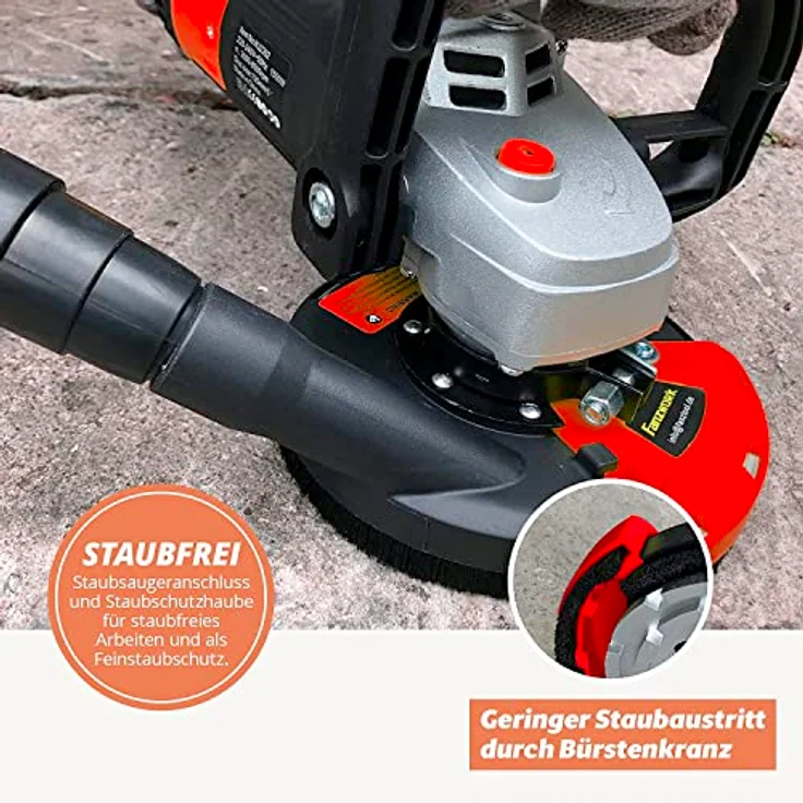 FANZTOOL Betonschleifer Set mit Diamantschleiftopf und Premium Absaughaube 1500W-125mmund – Bild 6