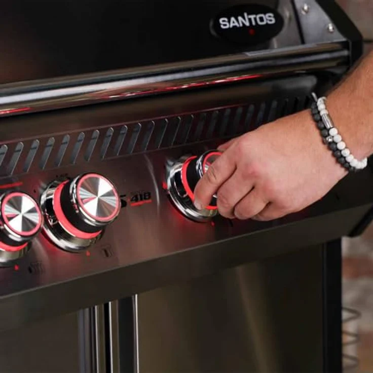 SANTOS S-418 Pro Edelstahl Gasgrill mit Seitenbrenner, Heckbrenner, hochwertiger Edelstahlhaube und Profi-Ausstattung – Bild 6