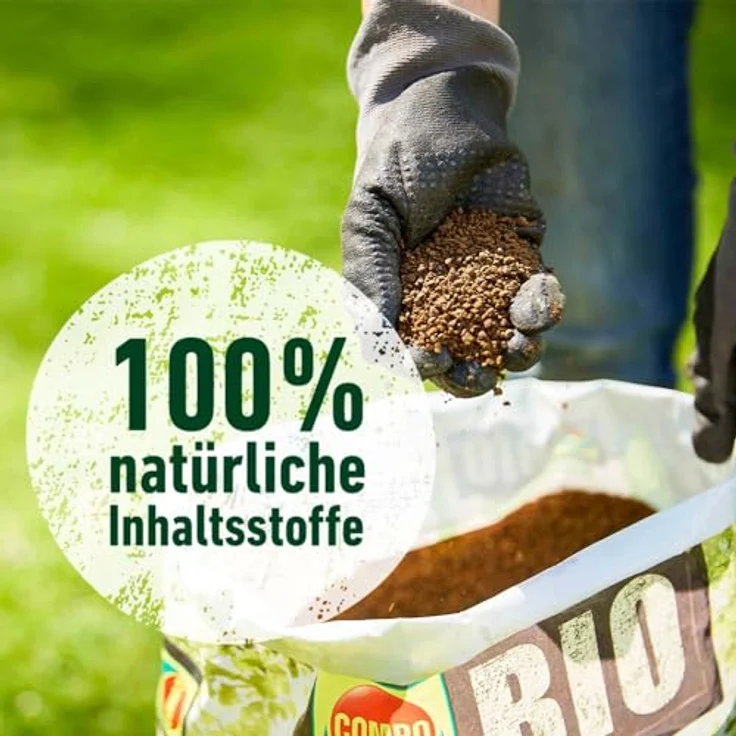 Compo Bio-Rasendünger 20 kg, 100% natürliche Inhaltsstoffe, für 500 m² Rasenfläche, staubarm und unbedenklich für Mensch und Tier – Bild 4
