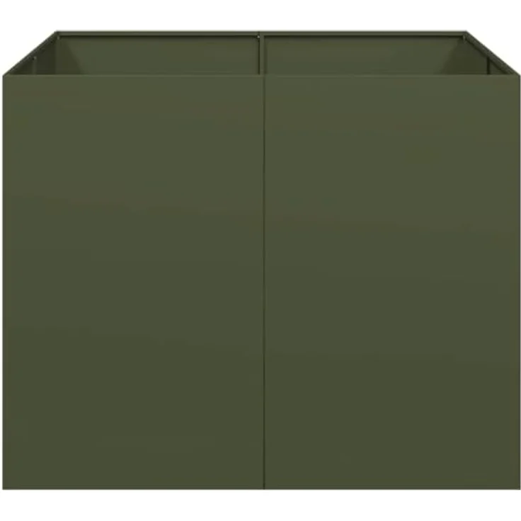 vidaXL Pflanzgefäß Olivgrün 100x100x80 cm Stahl, Pflanzschale, Hochbeet, Outdoor-Pflanzgefäß – Bild 5