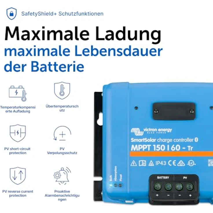 Victron Energy SmartSolar MPPT 150/60-Tr, Solar-Laderegler mit integriertem Bluetooth, flexibler Spannungsanpassung und optionalem LCD-Display – Bild 7
