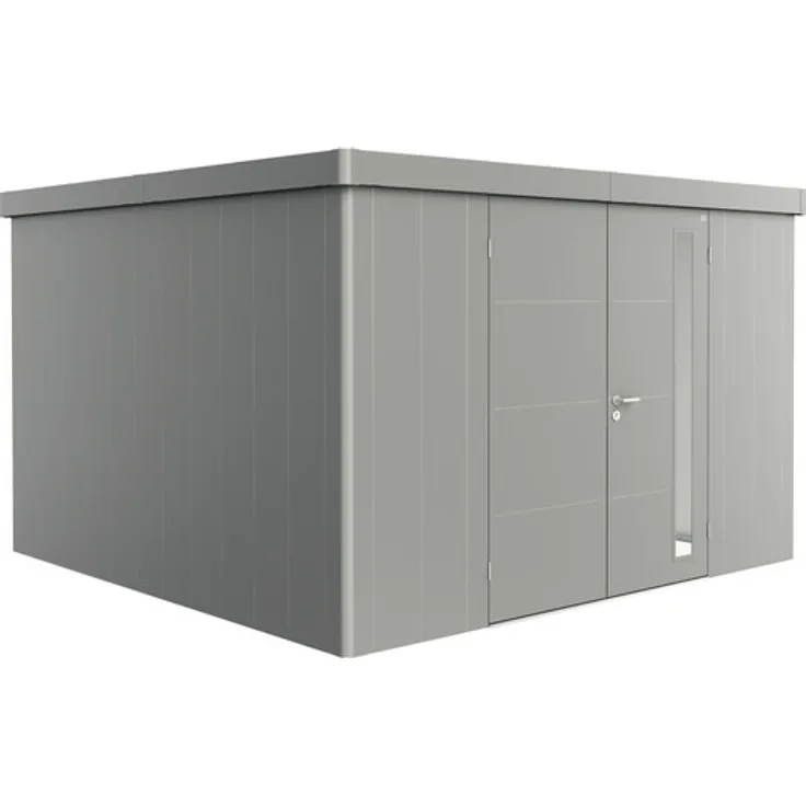 Biohort Gerätehaus Neo 4D Doppeltür 348 x 348 cm quarzgrau-metallic, Stabile Dachkonstruktion für bis zu 150 kg/m² Schneelast