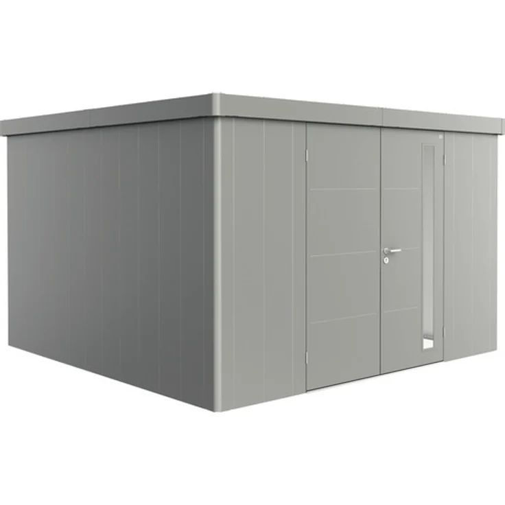 Biohort Gerätehaus Neo 4D Doppeltür 348 x 348 cm quarzgrau-metallic, Stabile Dachkonstruktion für bis zu 150 kg/m² Schneelast