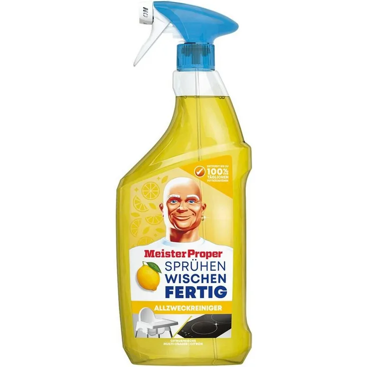 MEISTER PROPER Sprühen - Wischen - Fertig Zitrone, Allzweckreiniger mit frischem Zitronenduft, 800 ml, fettlösender Küchenreiniger