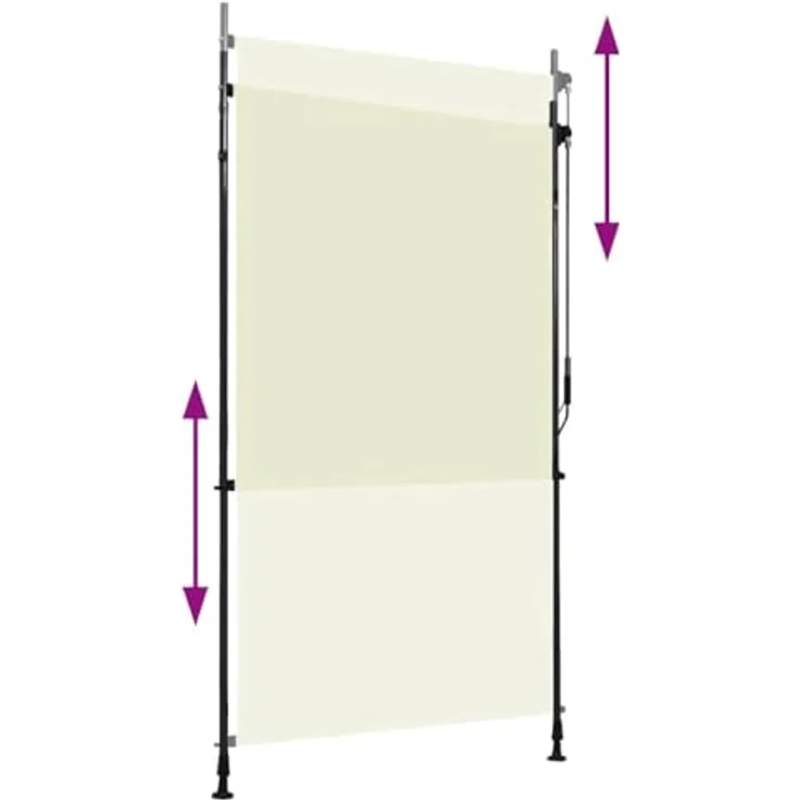 vidaXL Außenrollo 120 x 270 cm Creme, Senkrechtmarkise mit Handkurbel und höhenverstellbaren Pfosten – Bild 3