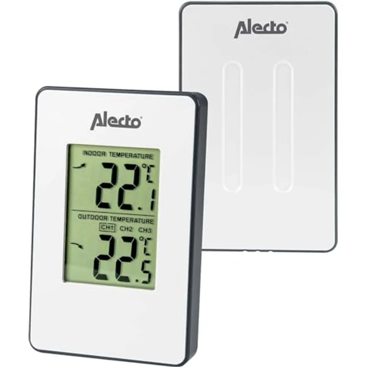 Alecto WS-1050 Wetterstation mit kabellosem Außensensor, großem Display, 30m Reichweite, Innen- und Außentemperatur, weiß, 14 x 2 x 12 cm – Bild 3