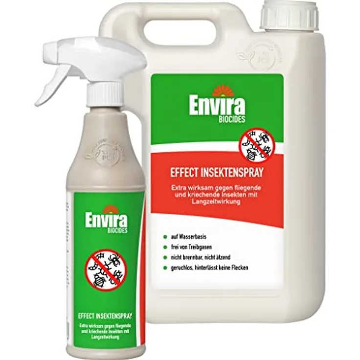 Envira Effect Universal-Insektizid - Insektenspray Mit Langzeitwirkung - Anti-Insekten-Mittel, Wasserbasis - 500 ml + 2L