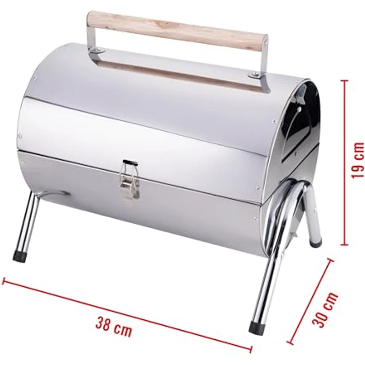 Edelstahl BBQ Holzkohlegrill Tragbarer Holzkohlegrill – Bild 3