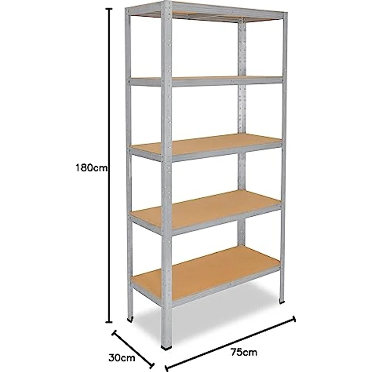 HOME Steckregal 180x75x30 cm verzinkt mit 5 Böden - Shelfplaza – Bild 2