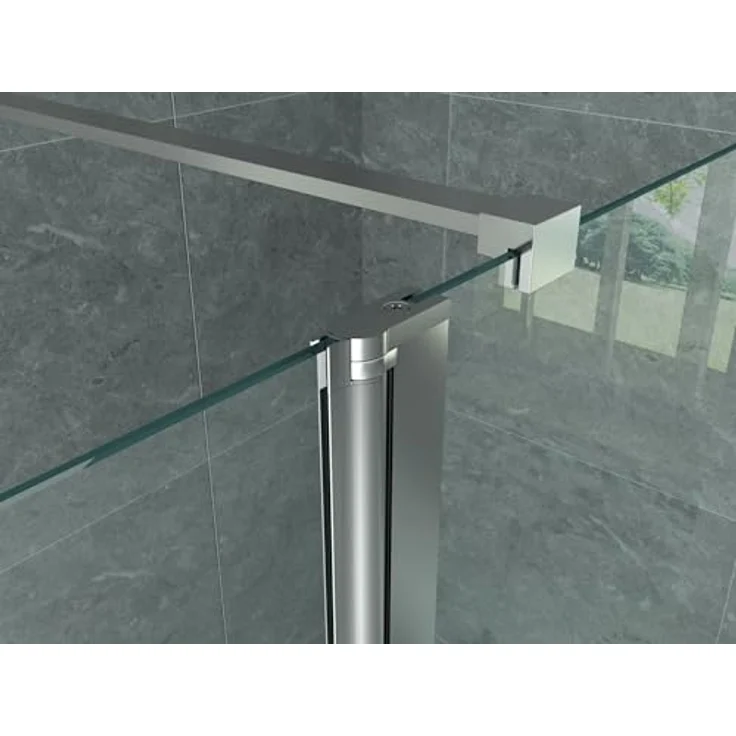 Belvit Duschwand BV-DW1-30, 200x30cm, 8mm ESG Glas mit Nanobeschichtung, umkehrbar, silberner Aluminiumrahmen – Bild 5