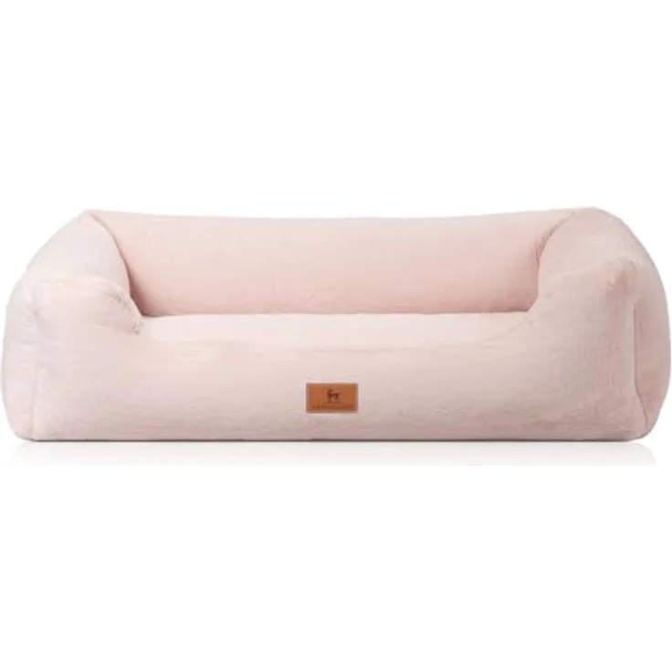 Knuffelwuff Schnuffelupagus, orthopädisches Hundebett aus Kaninchen Fellimitat, M-L 85 x 63 cm, rosa, abnehmbarer und waschbarer Bezug, für große, mittelgroße und kleine Hunde – Bild 2