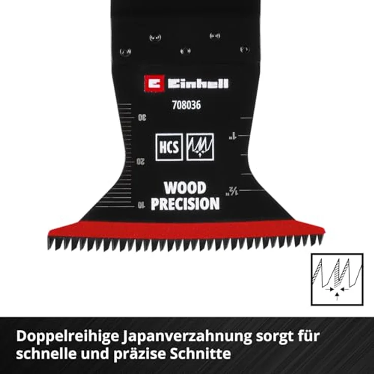 Einhell Tauchsägeblatt aus Kohlenstoffstahl, 65 mm Breite, 42 mm Eintauchtiefe, PTFE-Coating, Japanverzahnung, gekrümmte Schneide, Schnellwechselfunktion – Bild 3