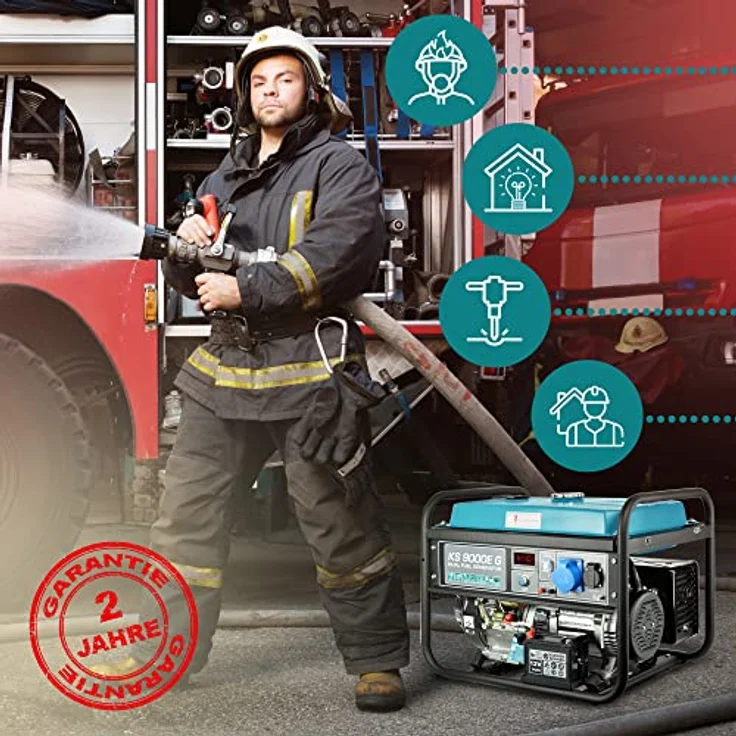Könner & Söhnen LPG/Benzin-Generator KS 9000E G Notstromaggregat mobiler Generator, Gas-Benzin-Hybrid-Generator mit Stahlbehälter – Bild 5