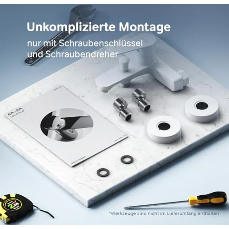 AM.PM FTA10033 Einhebel-Wannenarmatur, Brausearmatur mit SoftMotion Keramikkartusche, Aufputz, weiß, 2-Loch Installation – Bild 7