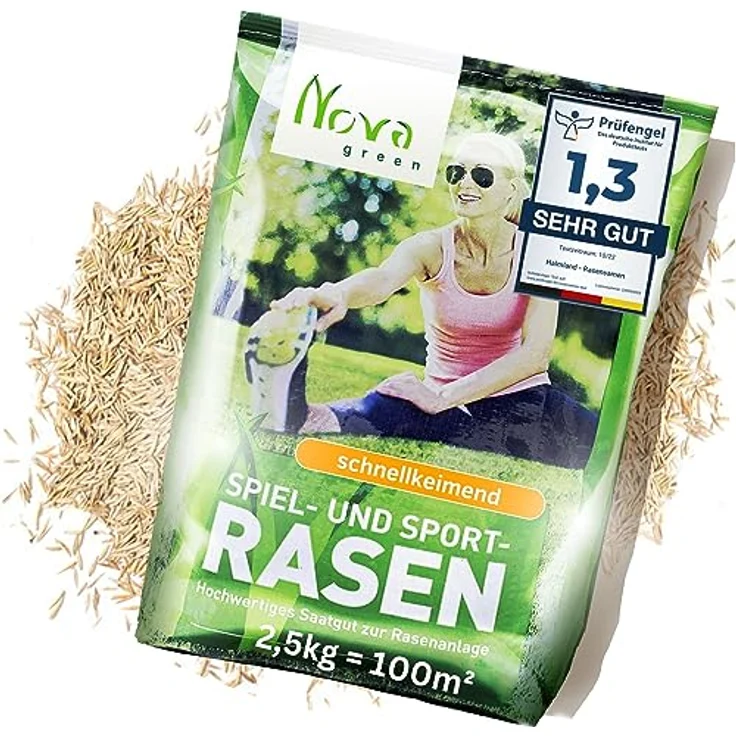 halmland Premium Rasensamen schnellkeimend, 2,5kg für 75-100m², trockenresistent für Sport- und Spielrasen, SEHR GUT getestet – Bild 1