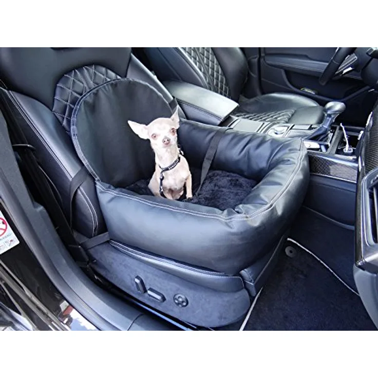 Hossi's Wholesale Tierbett Hundesitz Leder-Look für Autos, inklusive Sicherheitsgurt, universell passend für Mercedes-Benz C-Klasse, ca. 50x55x20 cm