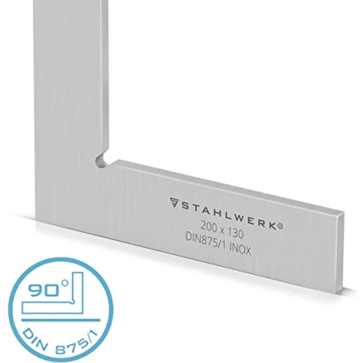 Stahlwerk Flachwinkel 90°, Winkelmesser aus rostfreiem Edelstahl, 200 x 130 mm DIN 875/1, hohe Messgenauigkeit – Bild 5