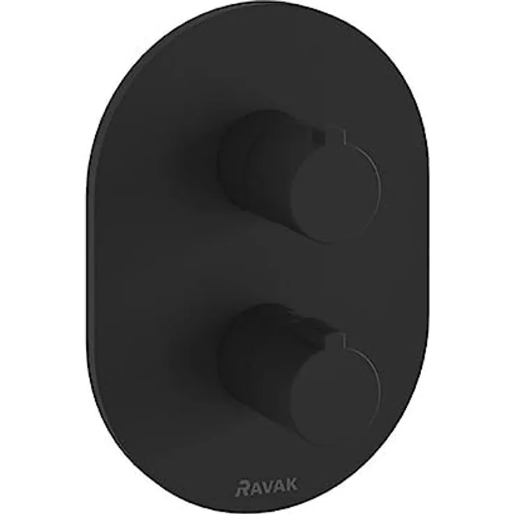RAVAK Thermostat Unterputz Badarmatur CR 063.20BL, für 2 Funktionen, schwarz, geeignet für Badewannen und Duschabtrennungen